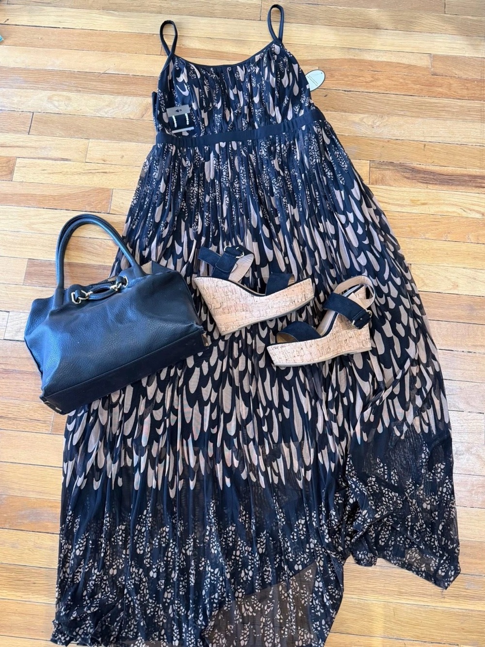 Soma Black and Beige Patterned Maxi Dress